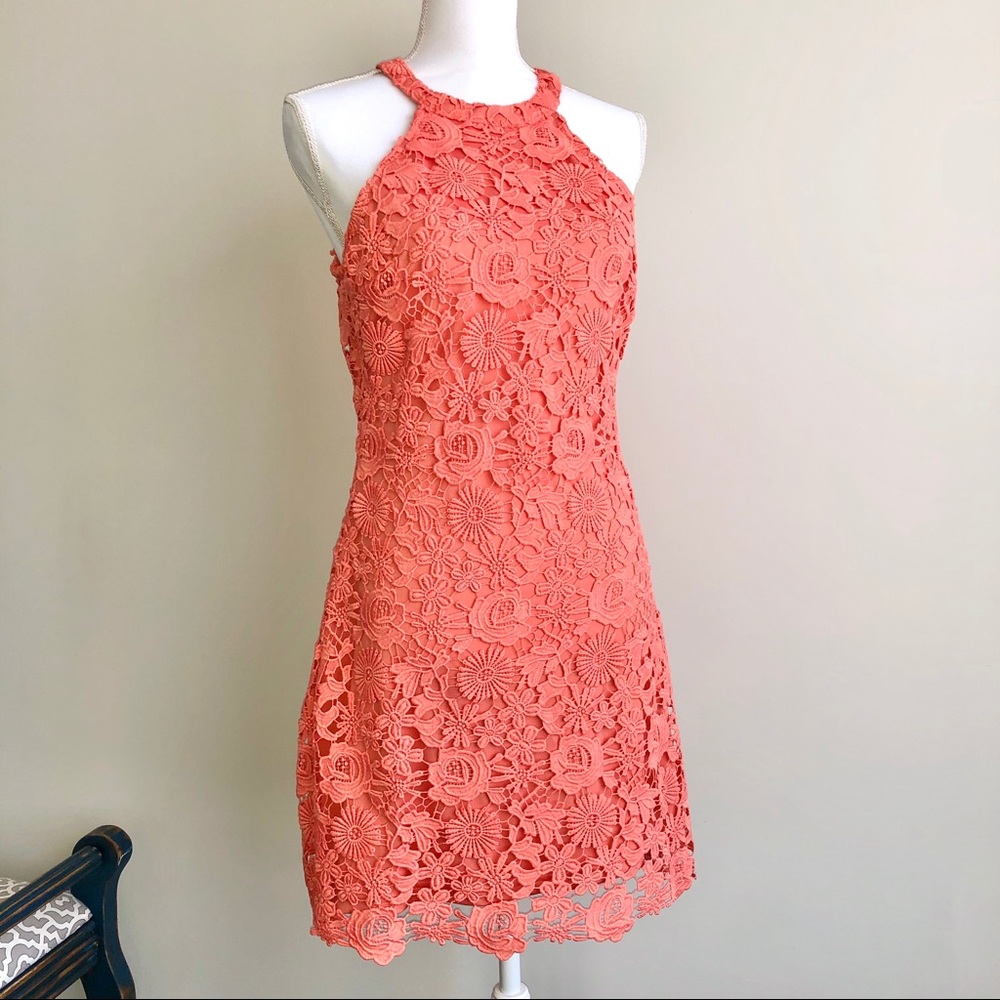 Lulu’s Coral Lace Dress